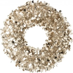 Champagne veľký lesklý vianočný veniec Sparkling XL – 75*75*7 cm
