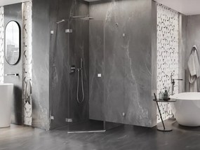 Mexen Lunar, päťuholníkový sprchový kút s ľavým sklonom 80 x 100 cm, 8mm číre sklo, chrómový profil, 831-080L-100P-01-00-L