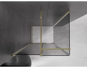 Mexen Velar, sprchový kút s posuvnými dverami 90 x 100 cm, 8mm šedé sklo, zlatá lesklá, 871-090-100-41-50