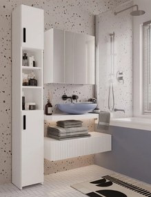 Závesná kúpeľňová skrinka so zrkadlom POLA 3L biela