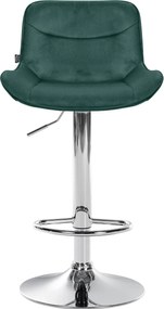 Barová stolička Vonore - zamat, chróm rám - Zelená