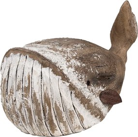 Hnedo-biela drevená dekorácia Veľryba - 39*15*21 cm