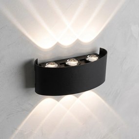 Toolight Toolight, JNH040-6G, vonkajšie LED nástenné svietidlo hore/dole, 6 LED, 12 W, 4000 K, IP44, čierna matná, OSW-56231