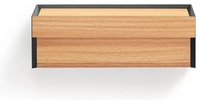 Čierny závesný nočný stolík s doskou v dubovom dekore Arista – Teulat