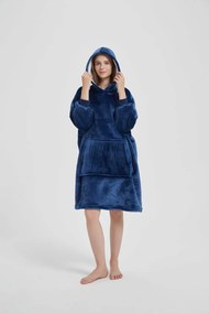 Deka s rukávmi HOODIE námornícka modrá