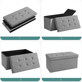 Taburetka 80 L, lavica s úložným priestorom, nosnosť do 300 kg, 38 x 76 x 38 cm, svetlosivá