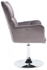 LuxuryForm DESIGN Kreslo AURORA VELUR na striebornom tanieri - tmavo šedé