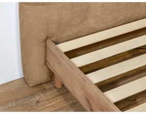 Béžová čalúnená dvojlôžková posteľ s roštom 180x200 cm Kumo – Bobochic Paris