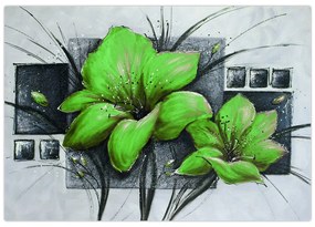 Obraz zelené kvety