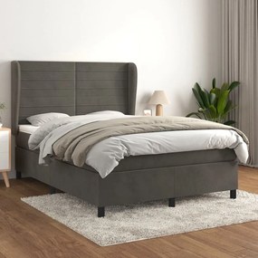 Posteľný rám boxspring s matracom tmavosivý 140x190 cm zamat 3129268