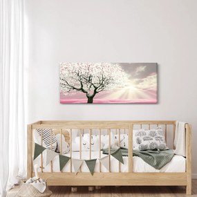 Ružový obraz stromu (120x50 cm)