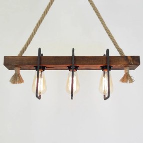 Drevené stropné závesné svietidlo Demir, 3 žiarovky