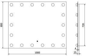 Mexen Dona, LED kúpeľňové zrkadlo s podsvietením 100 x 80 cm, 6000K, ochrana proti zahmlievaniu, 9818-100-080-611-00