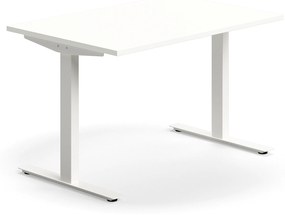 Kancelársky stôl QBUS, rovný, 1200x800 mm, T-rám, biely rám, biela