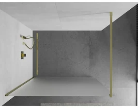Mexen Kioto, sprchová zástena Walk-In 130 x 200 cm, 8mm sklo námraza, zlatý matný profil, 800-130-101-55-30