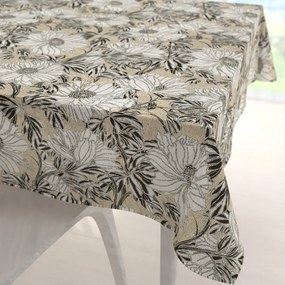 Biante Dekoračný štvorcový obrus PML-089 Biele kvety na béžovom 80x80 cm