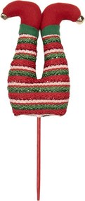Červený vianočný zápich nohy škriatok Elf - 13*5*33 cm
