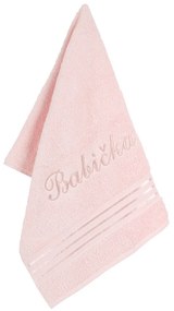 Bellatex Froté uterák s výšivkou Babička ružová, 50 x 100 cm