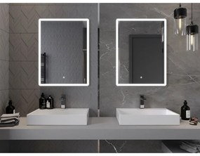 Mexen Navia, LED kúpeľňové zrkadlo s podsvietením 60 x 80 cm, 6000K, ochrana proti zahmlievaniu, 9803-060-080-611-00
