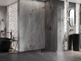 Mexen Lunar-B, výklopný sprchový kút pravý 80 x 80 cm, 8mm číre sklo, profil ružové zlato, 832-080-080-60-00-P