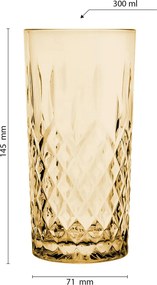 Sklenená nápojová pohárik Water Yellow M - 300 ml