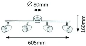 Rabalux KAREN 5567 LED stropné bodové svietidlo 4x4W | 1120lm | 3000K | IP20 - biela