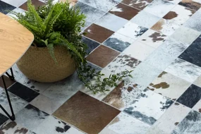 Koberec PATCHWORK 21720 béžový/hnedý - imitácia kože krava, romby