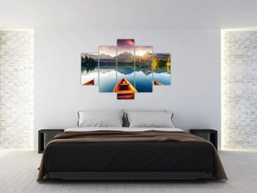Obraz - Jazero s loďkami (150x105 cm)