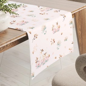Biante Bavlnený behúň na stôl Sandra SA-610 Labute medzi leknami na bielom 20x120 cm