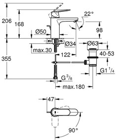 GROHE 2339600E -Umývadlová batéria EUROSMART COSMOPOLITAN DN 15 veľkosť M chróm