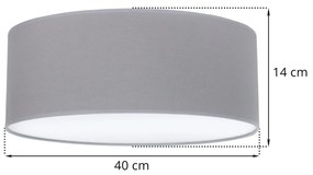 Stropné svietidlo Gaja, 1x šedé textilné tienidlo, (biele plexisklo), (fi 40cm)