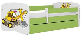 Detská Posteľ. Babydreams+Sz+M Zelená 70x140 Rýpadlo