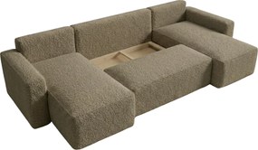 Rozkladacia sedacia súprava do U SMART BOUCLE 303x143 cm, tmavobéžová