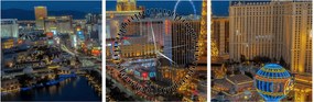 Obraz nočného Las Vegas (s hodinami) (90x30 cm)