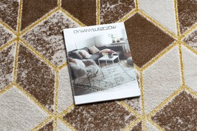 Moderný MEFE koberec B400 vzor kocka, 3D, tmavo-béžový