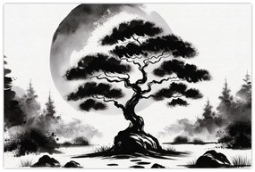 Obraz – Čiernobiela bonsai (90x60 cm)