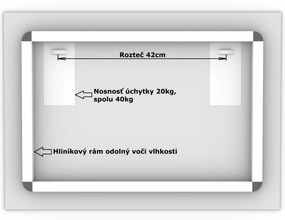 LED zrkadlo Romantico 70x50cm teplá biela - diaľkový ovládač Farba diaľkového ovládača: Biela