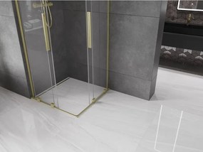 Mexen Velar L Duo, sprchový kút s posuvnými dverami 100 x 100 cm, 8mm číre sklo, zlatá matná, 871-100-100-02-03-55