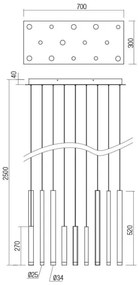 Redo 01-2057 - LED Luster na lanku MADISON 14xLED/4W/230V lesklý chróm/čierna/meď