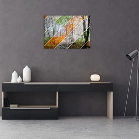 Sklenený obraz - Striedanie ročných období (70x50 cm)