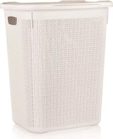 Kôš na prádlo 50 l, krémový, ratanový vzhľad%