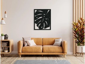 drevko Vyrezávaný obraz List kvetu Monstera deliciosa Rozmer obrazu: 40 x 32,5 cm, Farba dekorácie: Čierna