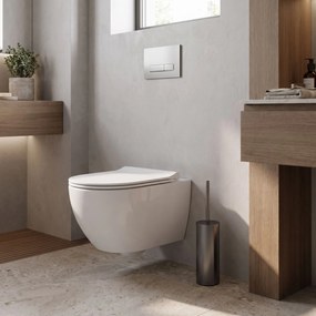 Rea B106, voľne stojaca WC kefa s kovovou nádobkou, 25,5 cm, titánová, REA-08870