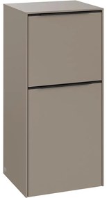 VILLEROY &amp; BOCH Subway 3.0 závesná bočná skrinka nízka, 1 dvierka + 1 zásuvka, pánty vľavo, 400 x 362 x 860 mm, Taupe, C59401VM