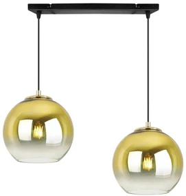 Závesné svietidlo Bergen Gold, 2x zlaté/transparentné sklenené tienidlo (fi 20cm)