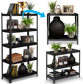 Kovový úložný regál 180 x 90 x 40 cm Humberg HR-851 čierny