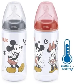 Dojčenská fľaša na učenie NUK Disney Mickey s kontrolou teploty 300 ml červená