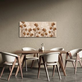 Obraz abstraktných kvetín - hnedá (120x50 cm)