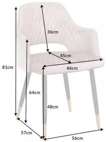 Stolička Paris dekoračné prešívanie zamat greige