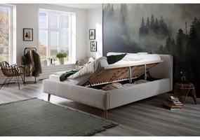 Béžová menčestrová posteľ s roštom a úložným priestorom Meise Möbel Mattis Cord, 160 x 200 cm